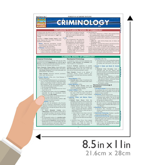 Quick Study QuickStudy Criminology Laminated Reference Guide BarCharts Publishing Academic Legal Education Guide Size