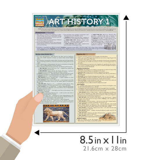 Quick Study QuickStudy Art History 1 Laminated Study Guide BarCharts Publishing History Study Guide Size