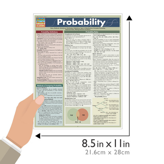 QuickStudy Quick Study Probability Laminated Study Guide BarCharts Publishing Math Reference Guide Size