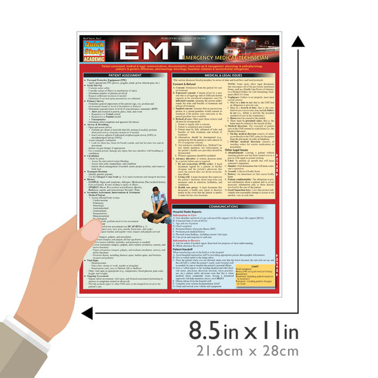 Quick Study QuickStudy EMT - Emergency Medical Technician Laminated Study Guide BarCharts Publishing Size