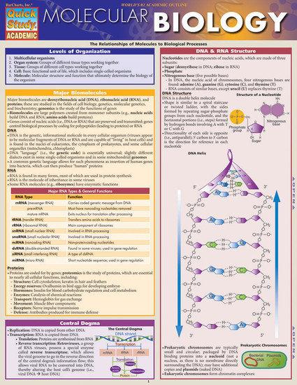 QuickStudy Molecular Biology Laminated Study Guide