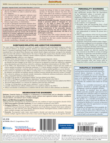 Quick Study QuickStudy DSM-5 Overview of DSM-4 Changes Laminated Study Guide BarCharts Publishing Clinical Psychology Reference Back Image