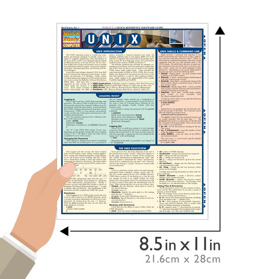 Quick Study QuickStudy Unix Laminated Reference Guide BarCharts Publishing Computer Productivity Outline Guide Size