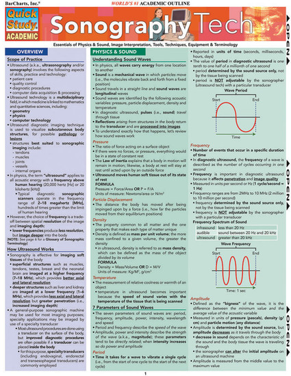 Quick Study QuickStudy Sonography Tech Laminated Study Guide BarCharts Publishing Medical Career Reference Cover Image