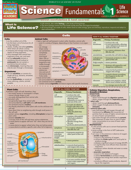 QuickStudy | Science Fundamentals 1: Cells, Plants and Animals Laminated Study Guide