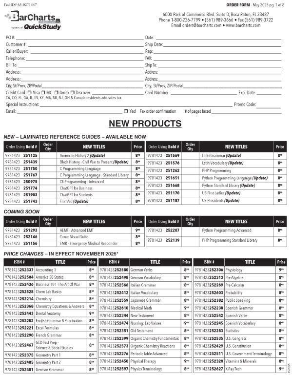 ORDER FORMS & CATALOGS