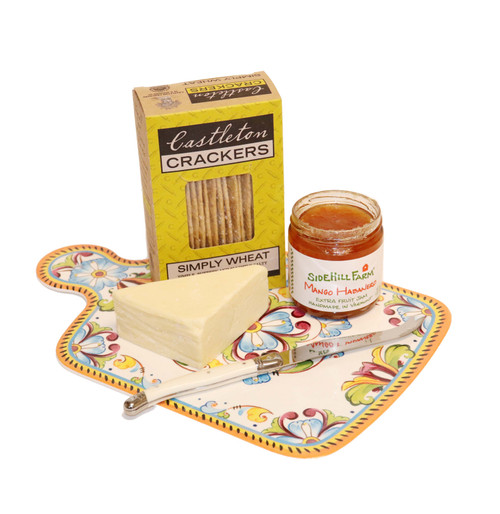 Melamine Cheese board with knife, cheese and crackers