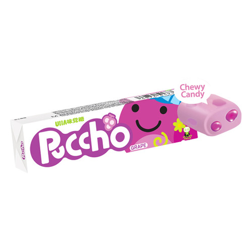 UHA Puccho Stick Candy Grape Flavor| 味覺糖 巨峰果肉條裝軟糖 50g 10Pcs [日本限定]