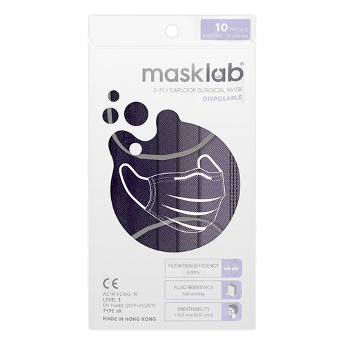Masklab Surgical Mask Adults Ombre Blackcurrant 成人外科口罩 漸層系列 黑加侖漸層 ASTM Lv3 ( 10Pcs/袋 ) Made in HK