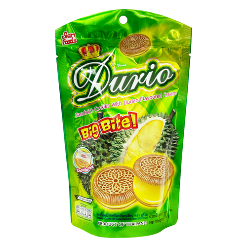 DURIO Sandwich Cookie w/ Cream Durian Flavor 泰國 榴槤夾心餅 70g