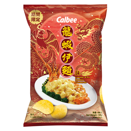 CALBEE - Potato Chips Lobster E-Fu Noodles Flv | 卡樂B 龍蝦伊麵味薯片 68g