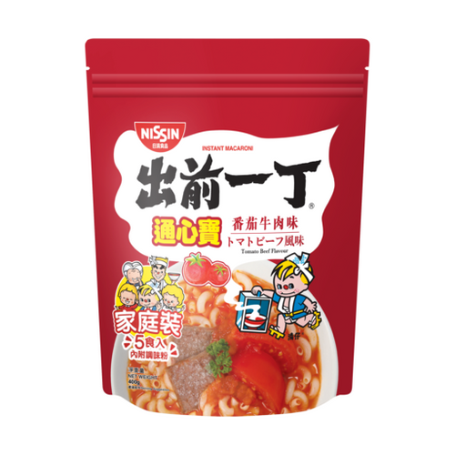 NISSIN Instant Macaroni Family Pack Tomato Beef Flv | 出前一丁 通心寶家庭裝 番茄牛肉味 450g
