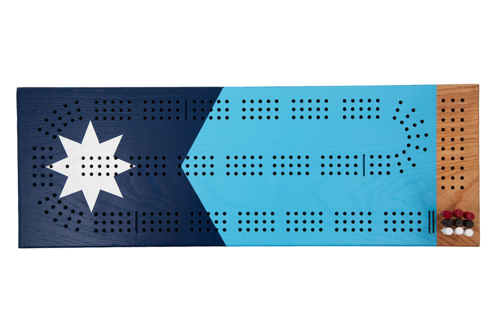 Minnesota Flag Painted Cribbage Board Handpainted wooden cribbage