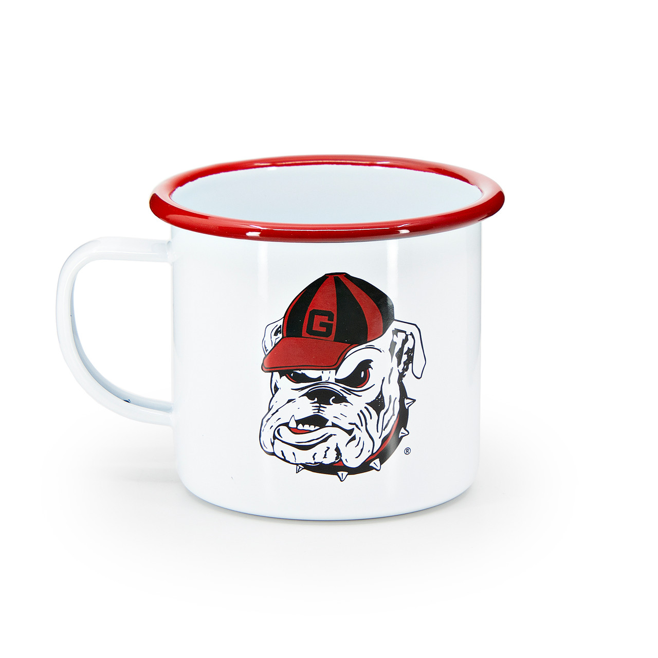 U of Georgia Enamelware 16oz Mug, Red Rim | Enamelware by Crow Canyon
