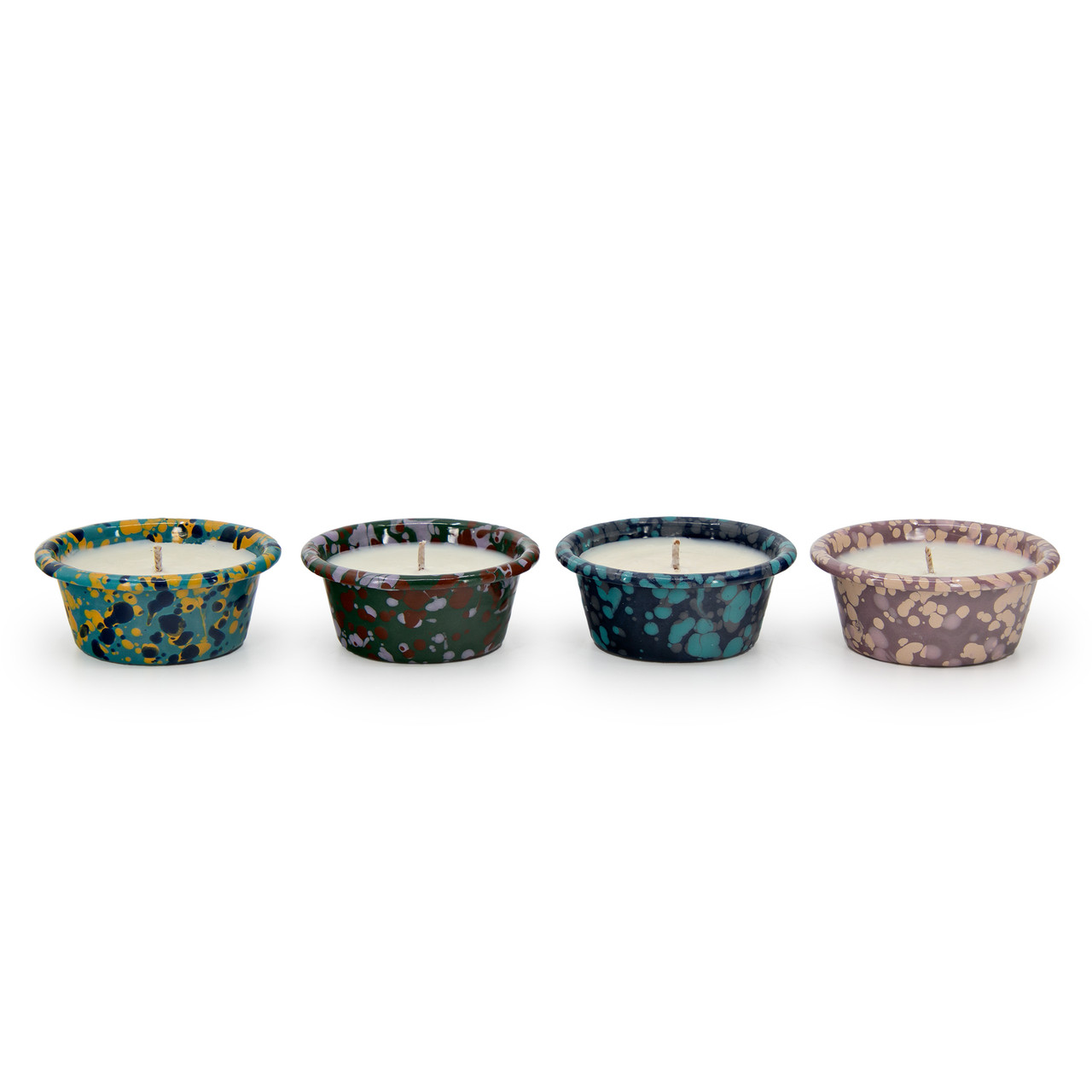 Set of 4 Enamel Ramekin 2 oz Soy Candles