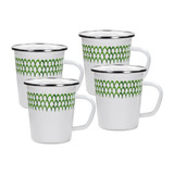 Golden Rabbit Set Of 4 Green Scallop 16 oz Latte Mugs