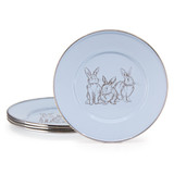 Golden Rabbit Set Of 4 Blue Bunnies Child Plates