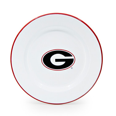 Collegiate UGA Oval G Vintage Dinner Plate, Red Rim
