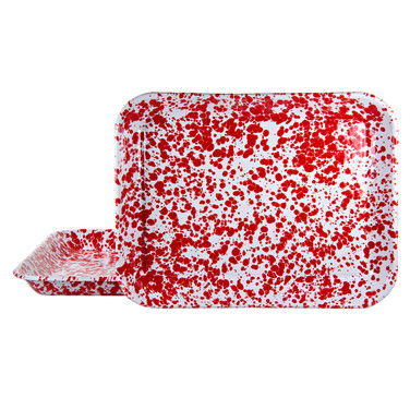 Golden Rabbit Set Of 2 Swirl Quarter Sheet Trays, Red