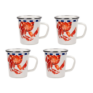 Golden Rabbit Set Of 4 Crab House 16 oz Latte Mugs