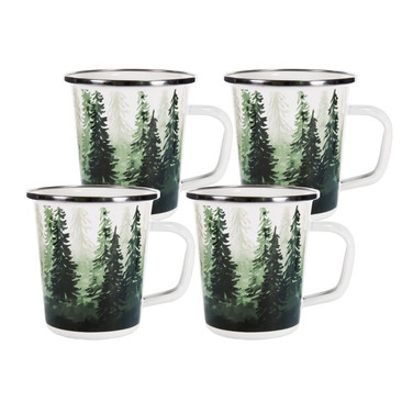 Golden Rabbit Set Of 4 Forest Glen 16 oz Latte Mugs