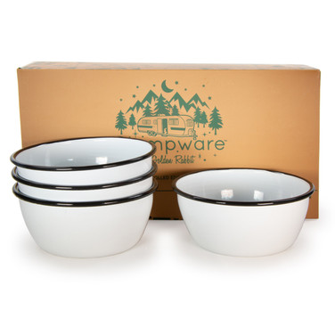 Golden Rabbit Glampware Set of 4 Rolled Rim Bowls, Black