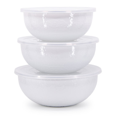 Golden Rabbit Solid White Covered Multi-Purpose Bowl Set