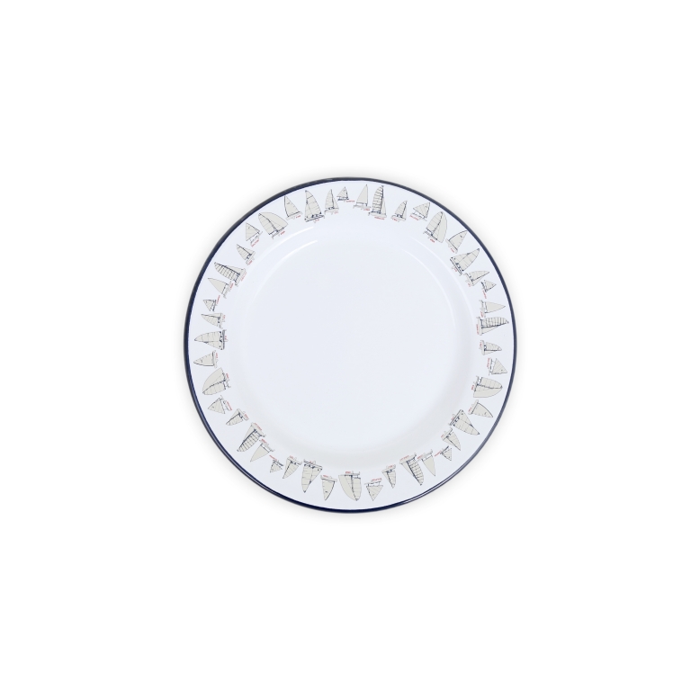 Fishs Eddy Knotical Flat Salad Plates, Set of 4, Sailboats
