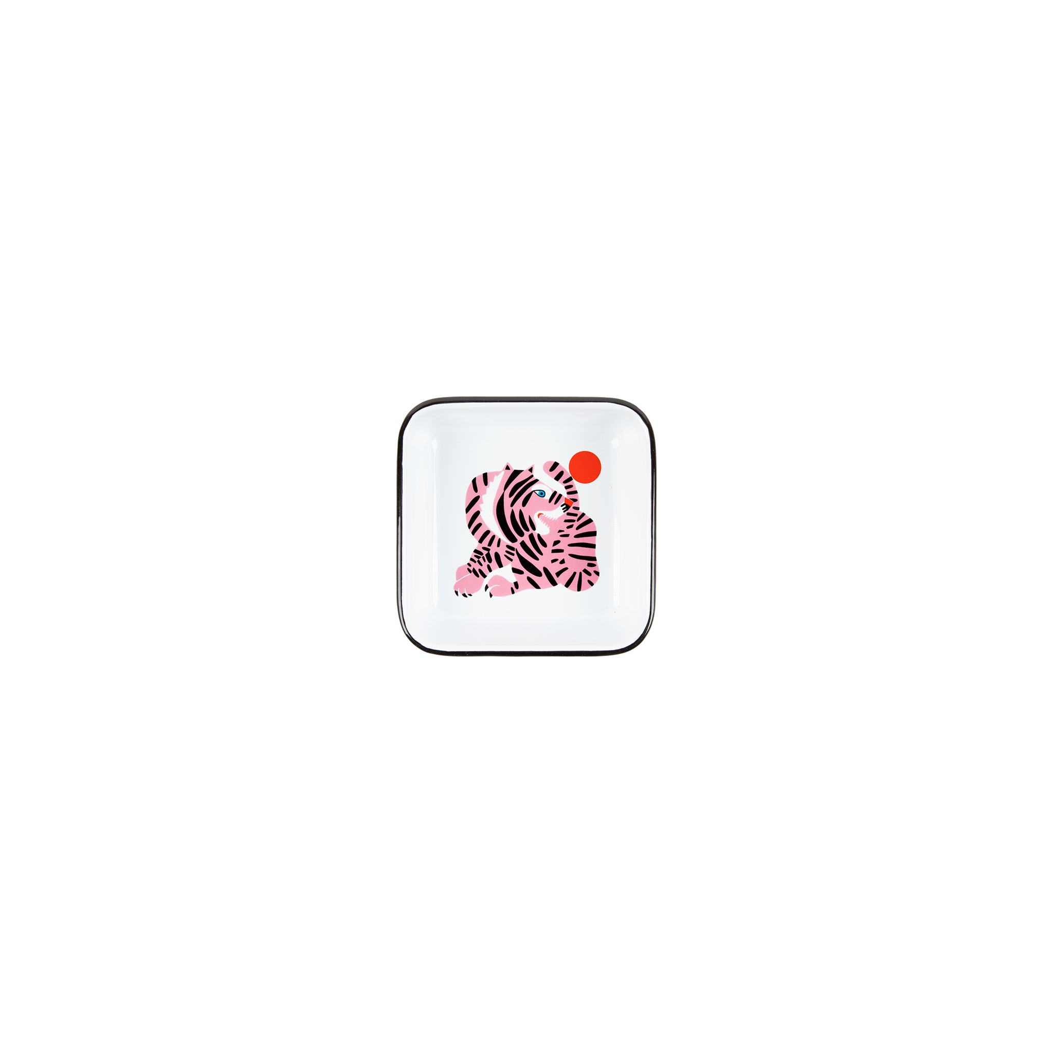 Lisa Congdon x CCH Pink Tiger Small Square Tray, Black Rim