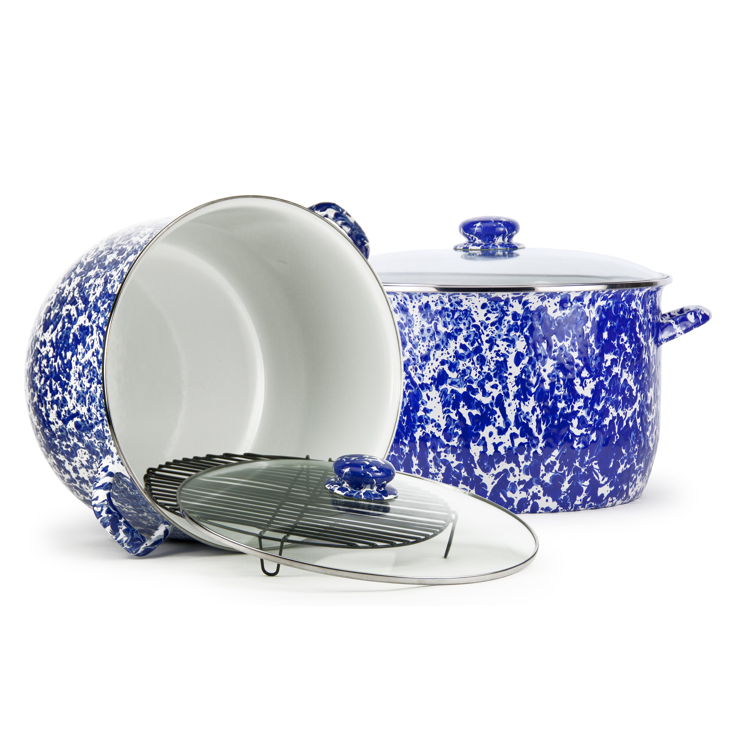 Golden Rabbit Cobalt Swirl 18 Qt Stock Pot - Crow Canyon Home