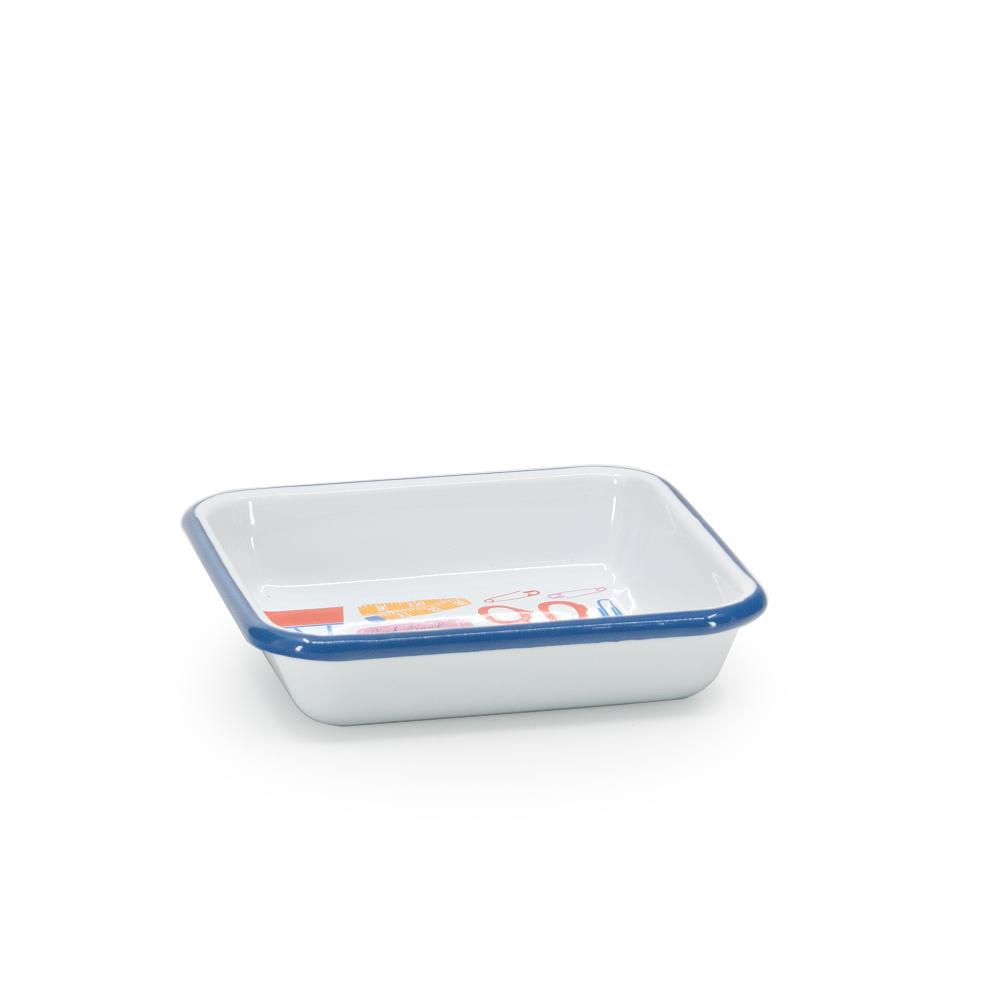 Lisa Congdon x CCH Scissors Small Square Tray, Blue Rim - Crow