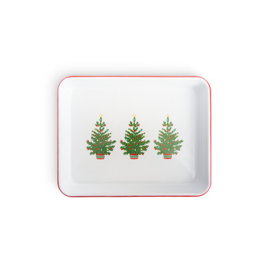 Helmsie x CCH Christmas Trees Small Rectangular Tray, Red Rim