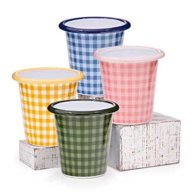 Max Humphrey x CCH Set of 4 Plaid 10 oz Short Tumblers, Mixed