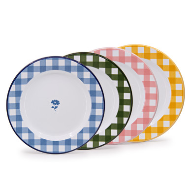 Max Humphrey x CCH Set of 4 Gingham Dinner Plates, Mixed