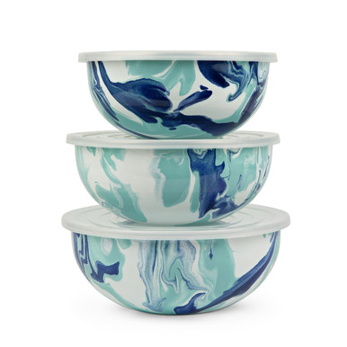 Marbled Enamel Covered Bowl Set, Crow Canyon