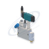 Single Module Miniature Slim Gun with Solenoid, direct replacement for Nordson 8529005. HMSC configured part number HMS-MB-110321233, configuration MB2-NC-008-01-A-IA-000-T-TS-SP-G9-1