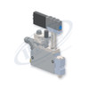 Single Module Miniature Slim Gun with Solenoid, direct replacement for Nordson 8533139. HMSC configured part number HMS-MB-110310422, configuration MB2-BEL-STD-01-A-IA-000-T-TS-P1-F4-1
