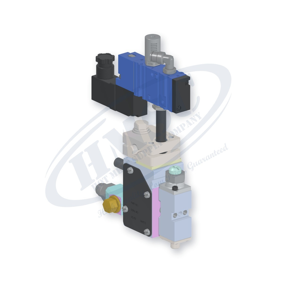 H201 Style Single Module Gun, direct replacement for Nordson 8503714 / 8532535. HMSC configured part number HMS-BC-110110120, configuration BCS-SLBS-STD-01-A-CA-000-T-BA-3A1A-F0-1
