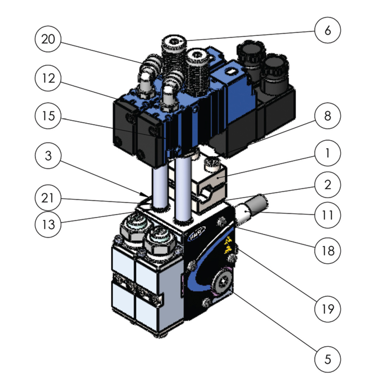 Replacement for Nordson® ClassicBlue Style Dual Module Gun 8504848