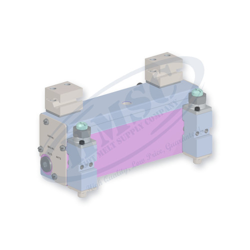 H202 Style Dual Module Gun, direct replacement for Nordson 8506429. HMSC configured part number HMS-BC-231110000, configuration BCM-CBST-STD-02-B-CA-162-T-RB-XXXX-N0-3