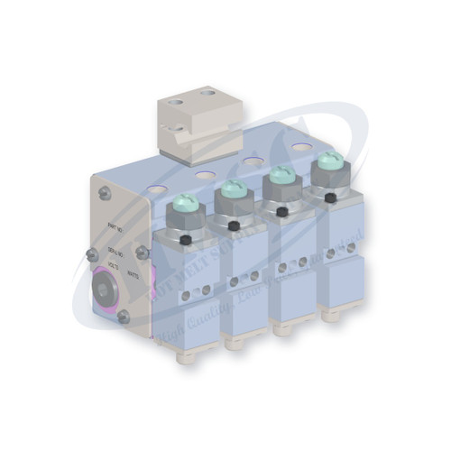H204 Style 4 Module Gun, direct replacement for Nordson 8505260. HMSC configured part number HMS-BC-410910000, configuration BCM-CBST-STD-04-A-IA-030-030-030-T-RB-XXXX-N0-3