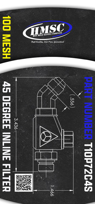 Replacement Inline Filter for Nordson® 1007234, 100 mesh inline filter assembly 45 degree