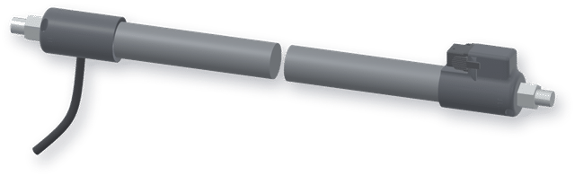 Packaging hose render, melter end on the left, applicator end on the right
