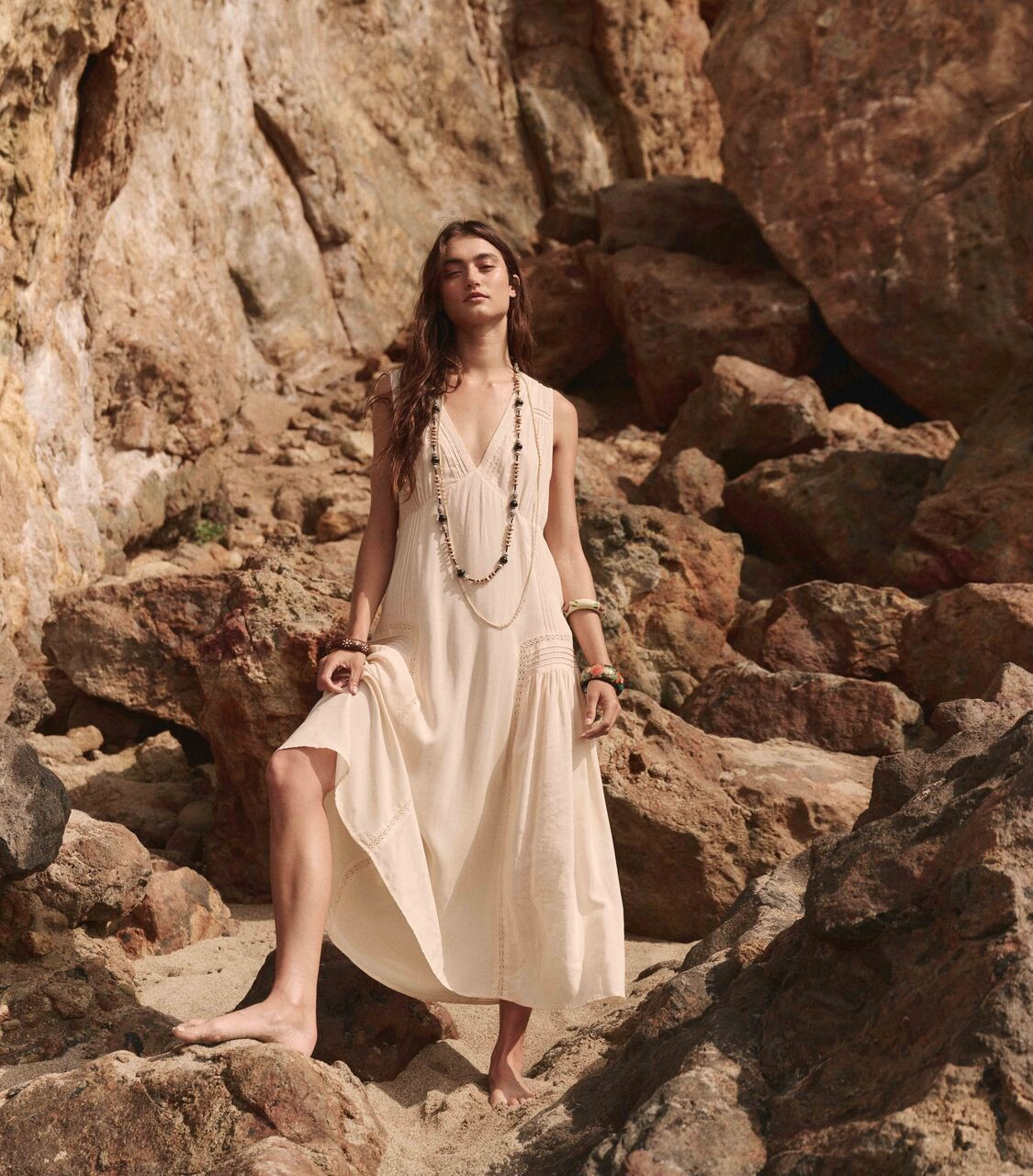 MONTEREY MIDI DRESS ANTIQUE CREME