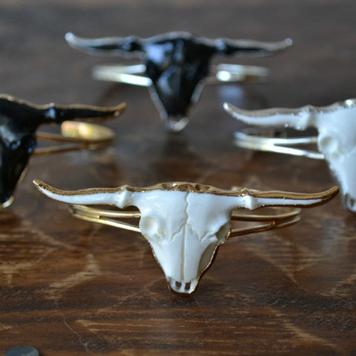 LONGHORN BULL BRACELET - BLACK/GOLD