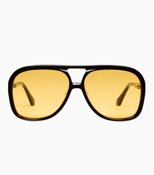 BANG GLOSS BLACK W. GOLD METAL TRIM / ORANGE LENS