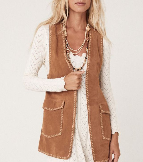 MILLER SUEDE VEST - TAN