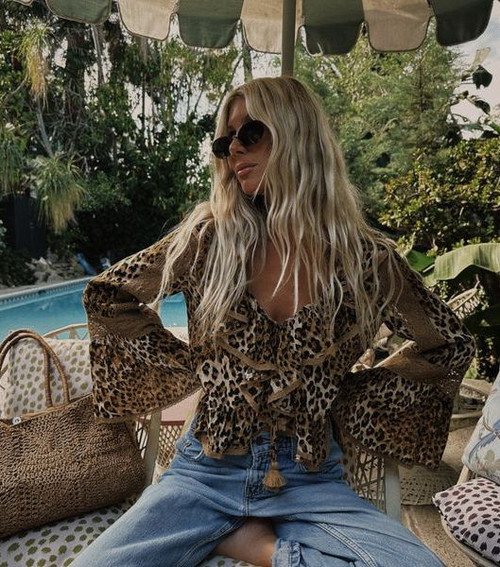 SAMANTHA LACE FRILL LACE BLOUSE - VINTAGE LEOPARD