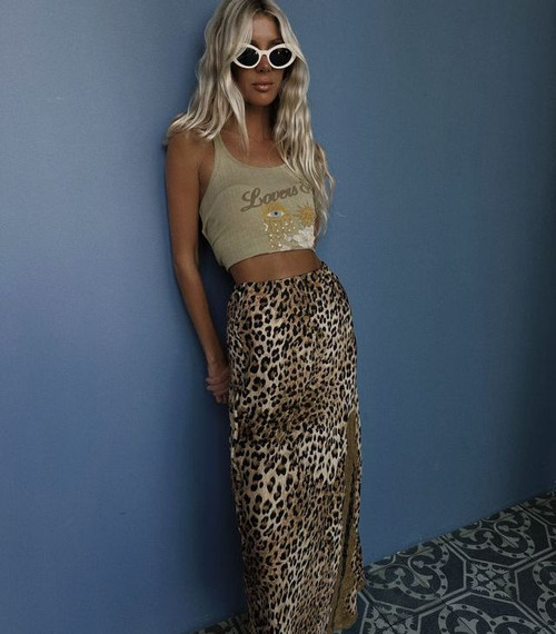 SAMANTHA BIAS SKIRT - VINTAGE LEOPARD
