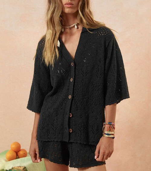 RHODES KNIT SHIRT - ONYX